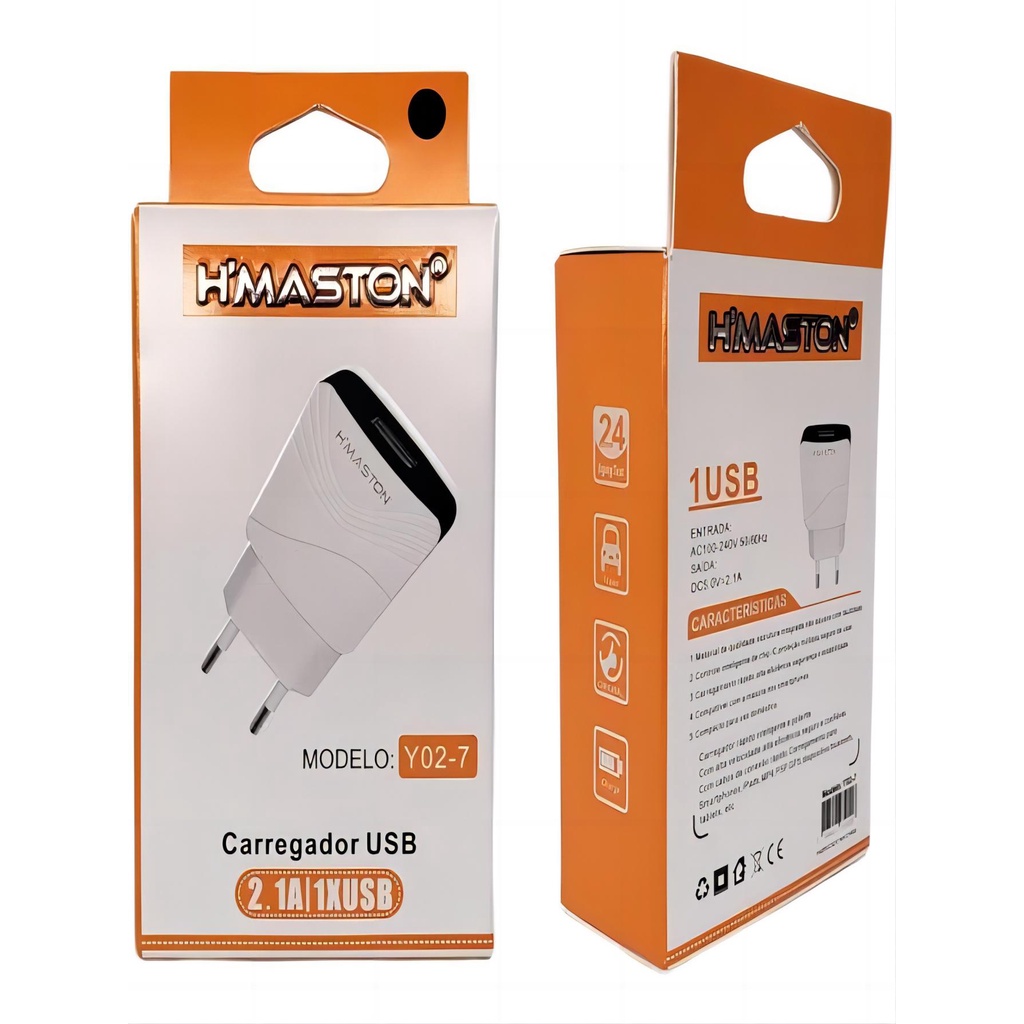 Carregador Rápido Fonte Usb Plug Tomada 2.1a Celular Hmaston
