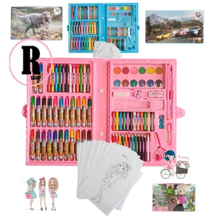Kit Estojo Maleta De Pintura Para Colorir Desenho Infantil Material Escolar 18/24/44/48/68/86/98