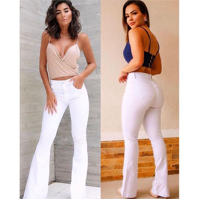 Calça flare branca com hot sale body