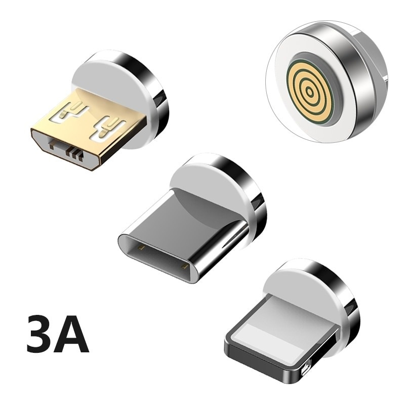 Plug/Conector Para Cabo Magnético 360 / 540 Graus Suporte QC 3.0 3A e Transmissão de Dados