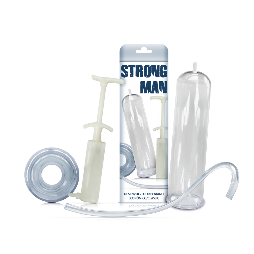 STRONG MAN - Bomba Peniana Seringa Manual - 24 X 5,5 CM TRANSPARENTE Sex  shop