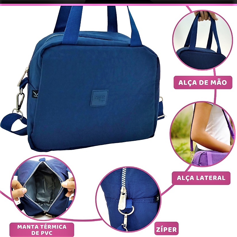 Lancheira Termica Trabalho Escolar Bolsa Fitness 18L - AZUL