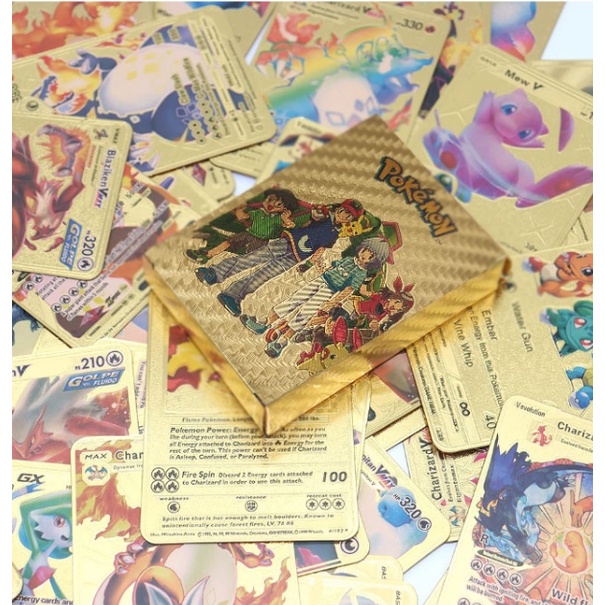 Cartas Pokemon Douradas - Edição Especial Pokemon Gold - 25 Cards Pokemon
