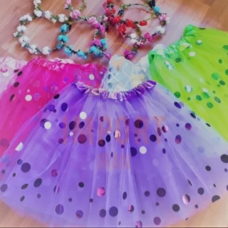 Saia de Tule Com Gliter Tutu Infantil Fantasia de Carnaval