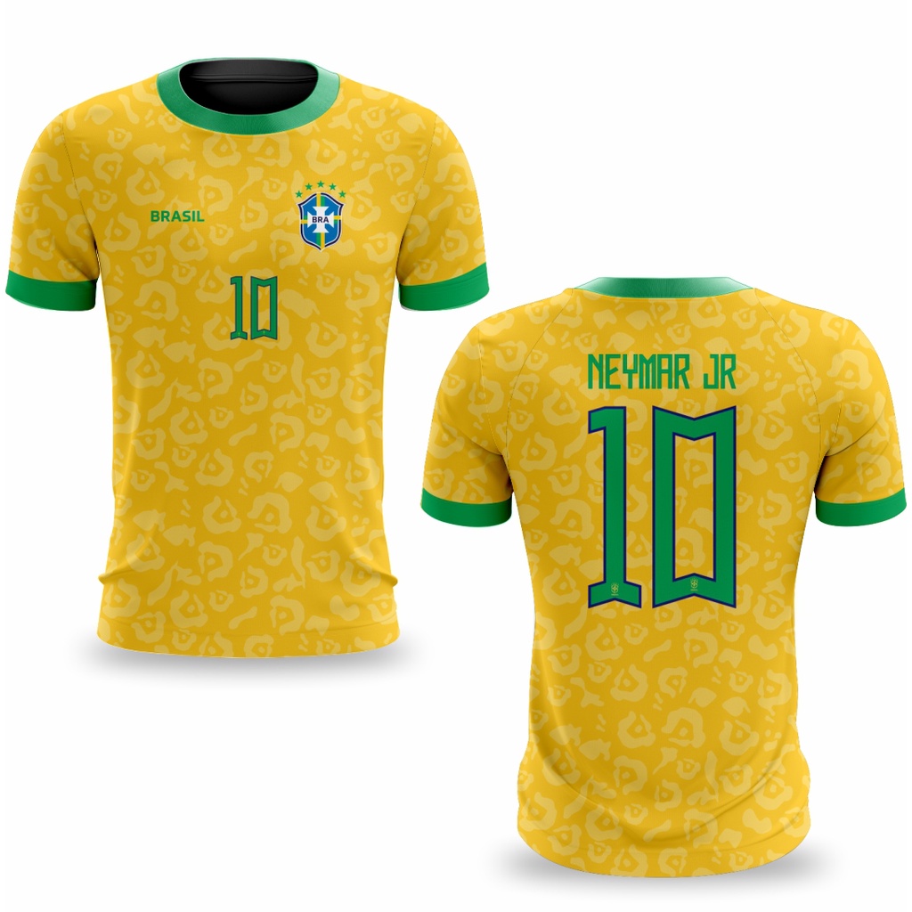 Camiseta Brasil Adulto Infantil Futebol Nacional 2022 Amarela Neymar Jr