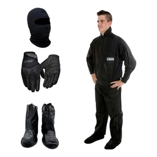 Kit Capa De Chuva Moto Com Polaina Luva Touca Original Resistente Stars Capas