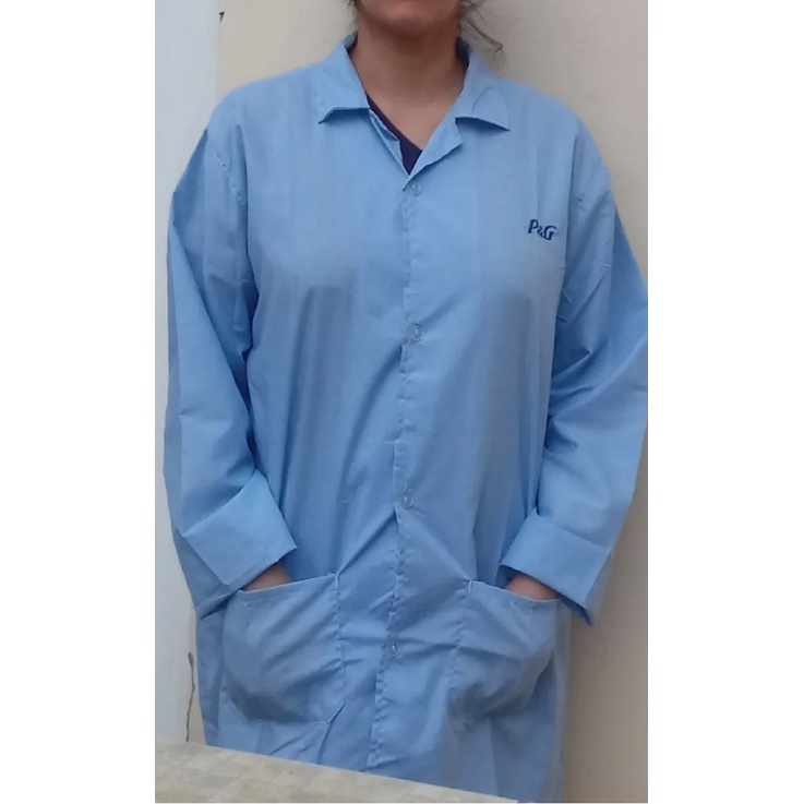 Avental Jaleco 3/4, Azul Claro, masculino e feminino, Unisex, Tecido Leve e Resistente, em Polyester e Algodão, Alfaviva