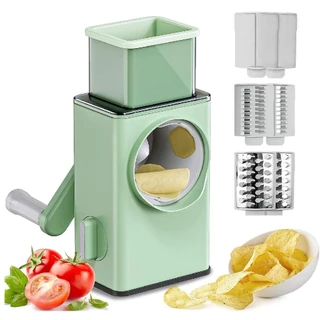 Ralador de Queijo Fatiador Legumes Cortador Vegetais Manual 3 em 1 Multiuso Cozinha Giratorio Manivela