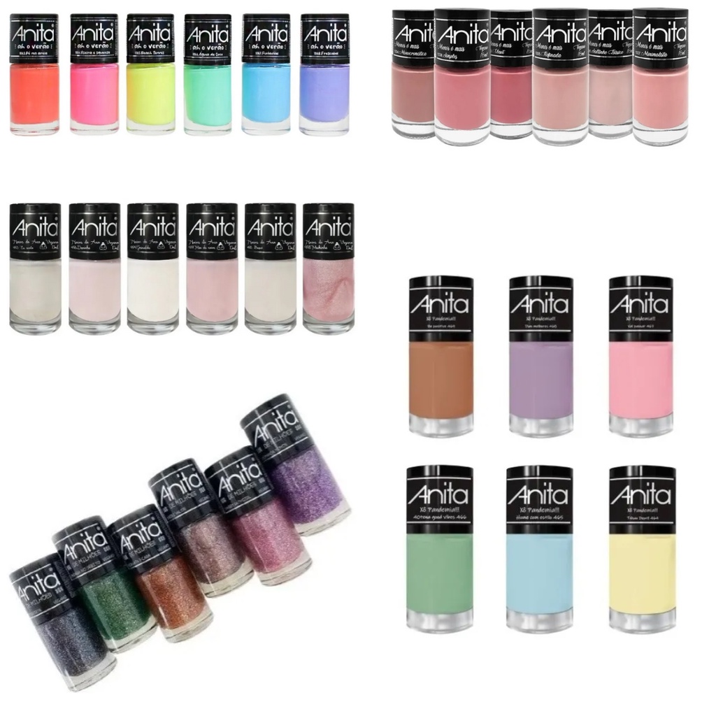 Esmalte Anita Kit C/10 Lindas Cores Sortidos Coleções Novas! | Shopee Brasil