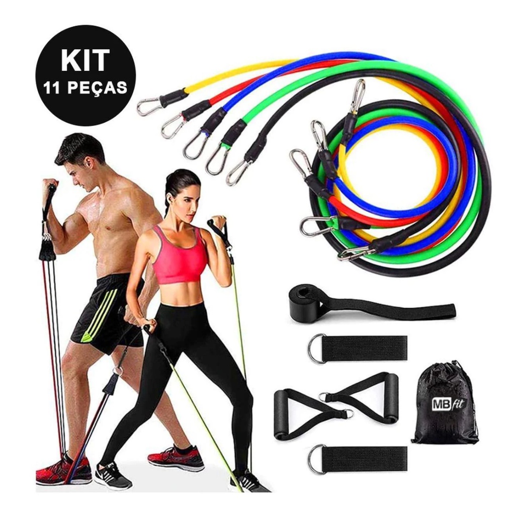 Kit Elásticos para Exercícios Pilates AD-011 Treino em Casa
