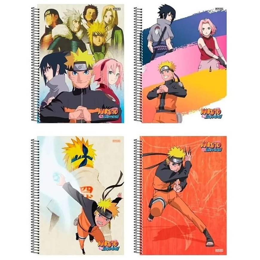 4 Caderno Boruto Naruto Brochurão + Brinde Escolar Capa Dura