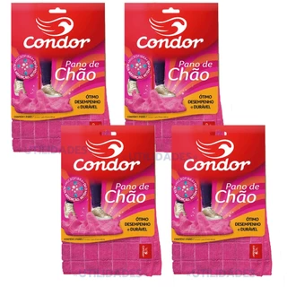 4 Panos de Limpeza Para Chão Piso Alta Absorção Microfibra Condor