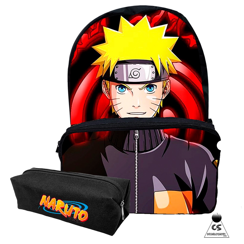 Kit mochila e estojo - Sasuke Uchiha desenho anime naruto tamanho