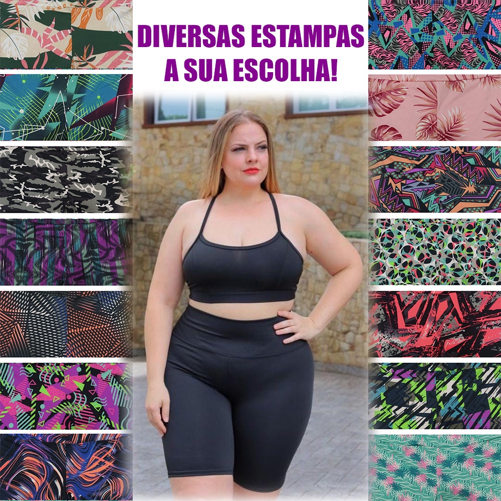 Bermuda Legging Ciclista Feminina Suplex Cintura Alta Fitness