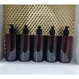 kit 05 Frasco Ambar Ombro Reto 500Ml C/ Pump Saboneteira