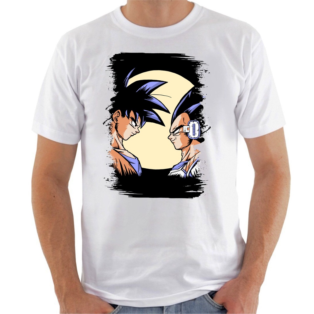 camisa de desenho personalizada arte dragon ball anime game mangá geek goku  vegeta