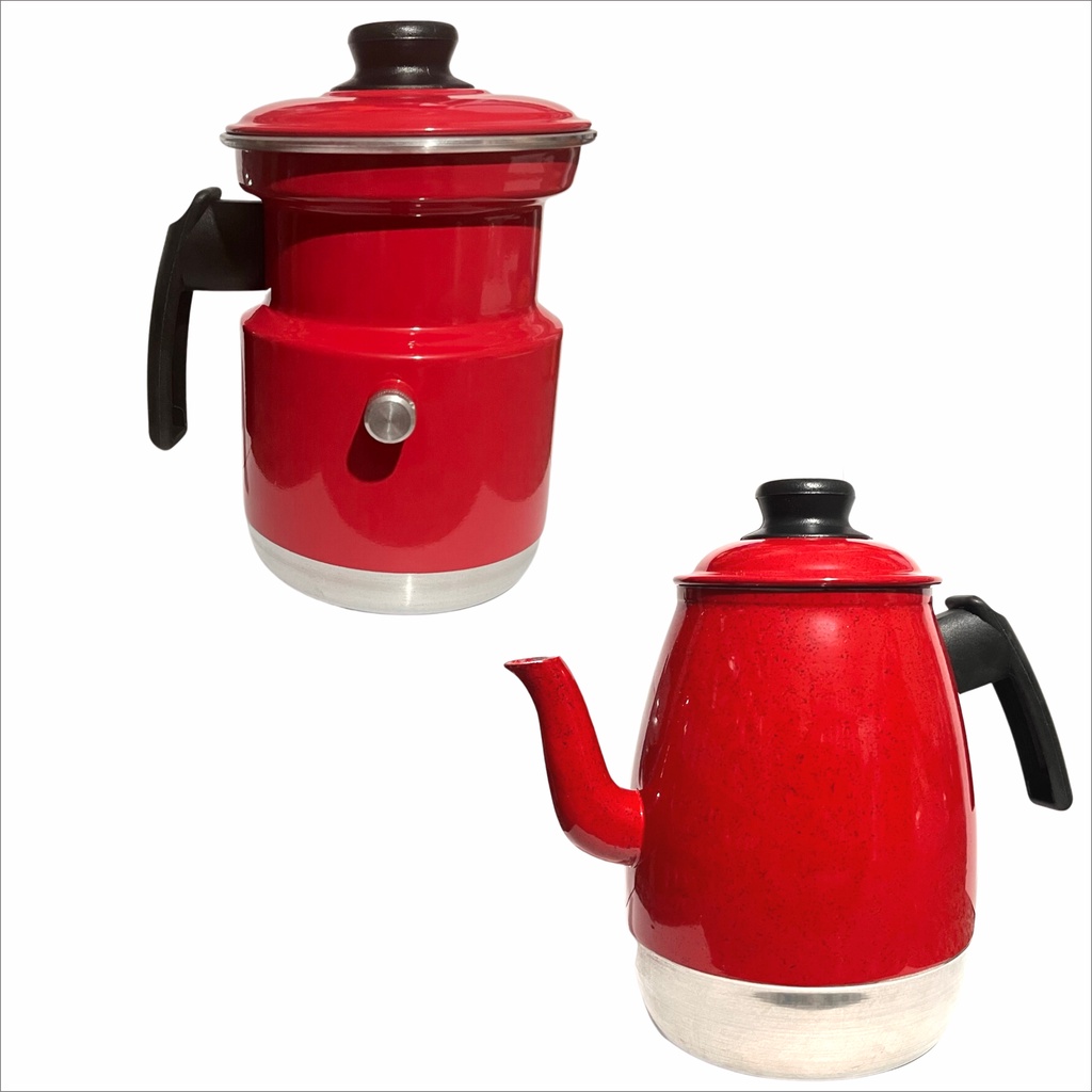 Kit Bule 2,0 Litros E Leiteira 1 Litro Em Alumínio Vermelha | Shopee Brasil