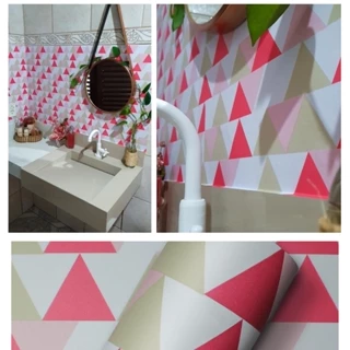Papel De Parede Triângulo Adesivo Infantil Bebê Menina 3mts