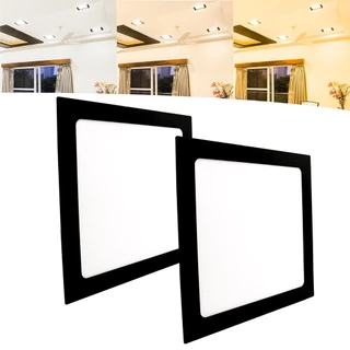Kit 2 Painel Plafon Led 18w Embutir Quadrado Preto Bivolt