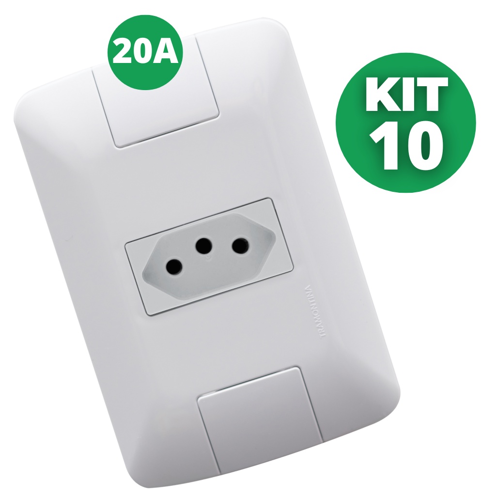 Kit 10 Conjunto Tomada 20a Tramontina Aria