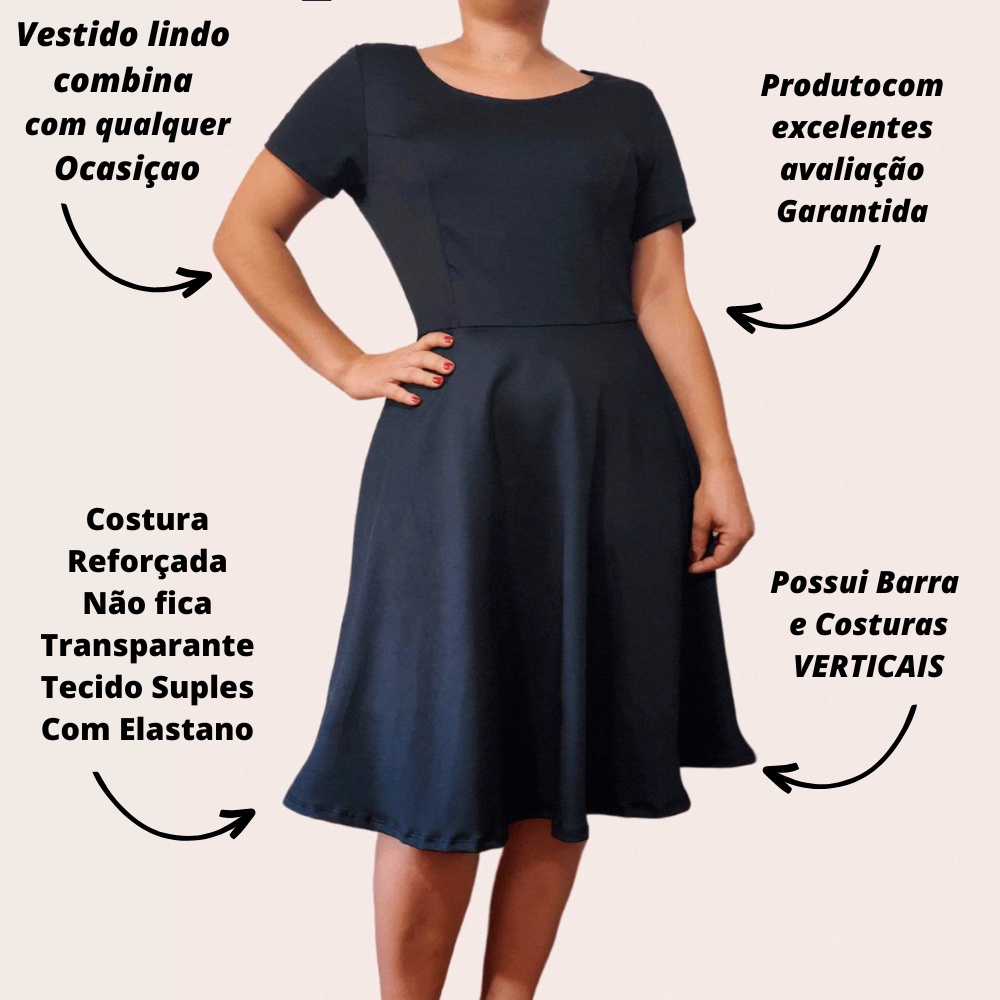 Vestido Com Parte Da Saia Godê Rodado Evangélica Plus Size