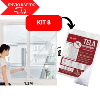 Kit 8 Telas Mosquiteira Protetor De Poliéster Para Janelas Inseto 130 X 150