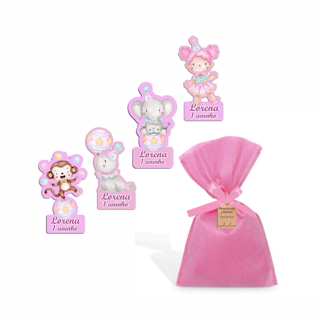 Imã Personalizado circo rosa com saquinho + tag | Shopee Brasil
