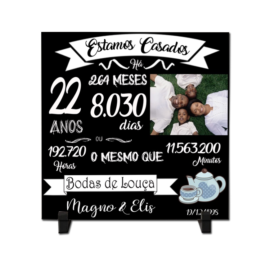 Azulejo Personalizado Bodas De Louça 22 Anos De Casados Shopee Brasil 6071