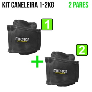Kit Caneleira Peso Tornozeleira 1kg 2kg Enforce Fitness Treinar Pernas Academia Treinar Perna Crossfit Funcional Fisioterapia