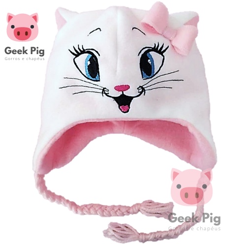 Touca Gorro De Pompom Infantil Criança Frio Fofinha Gatinho - Rosa