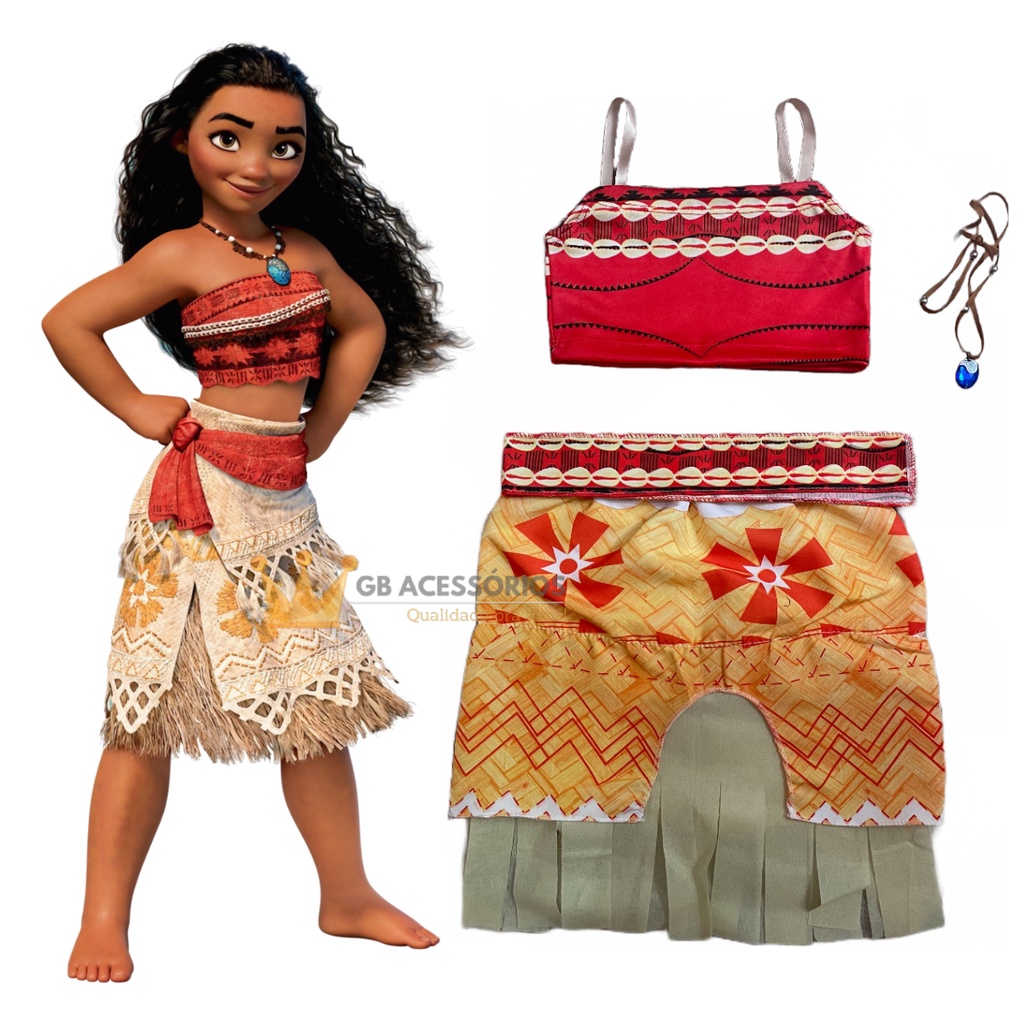 Fantasia Moana Adulto Feminina Com Colar M 40