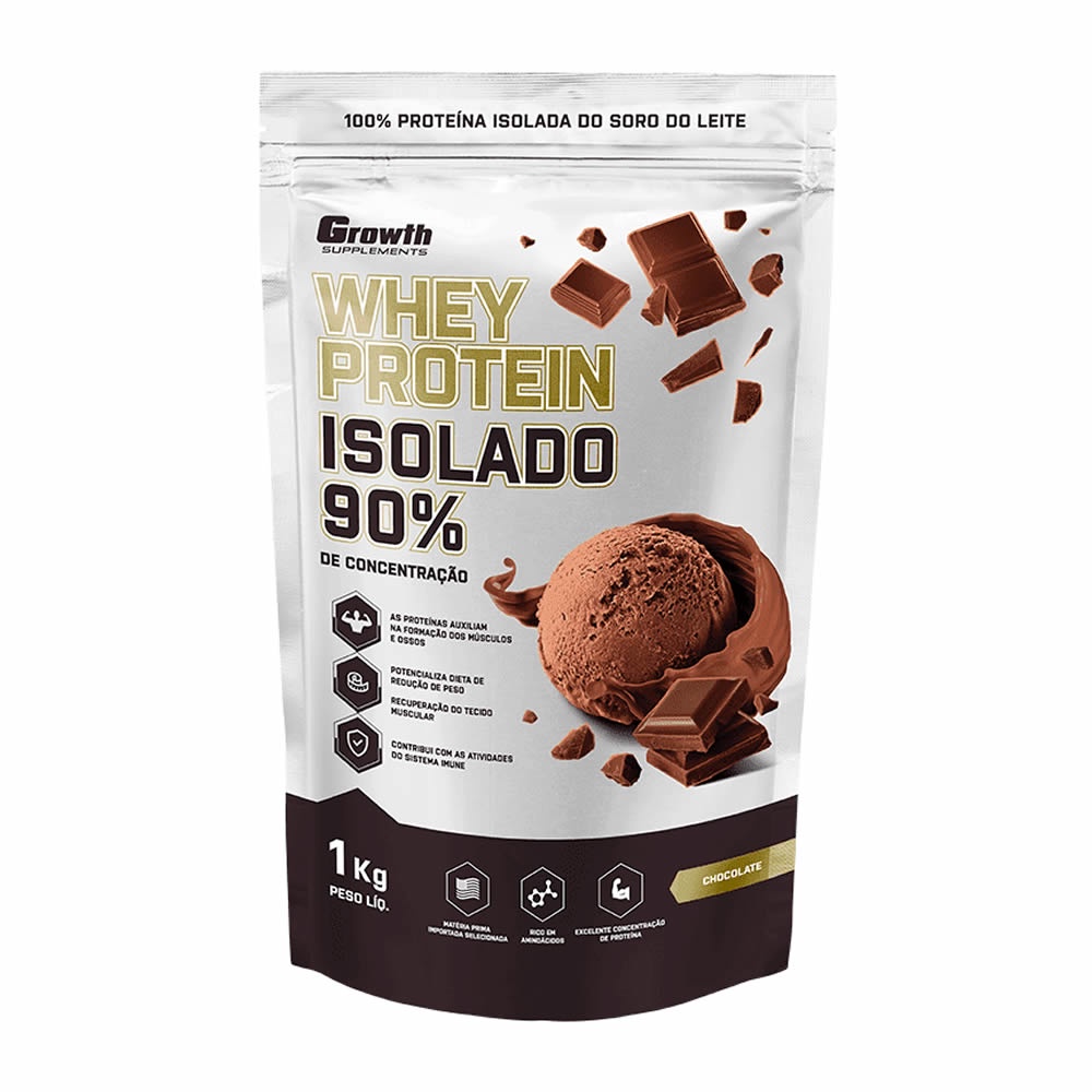 Whey Protein Isolado (1KG) ORIGINAL Growth Supplements Proteina ...