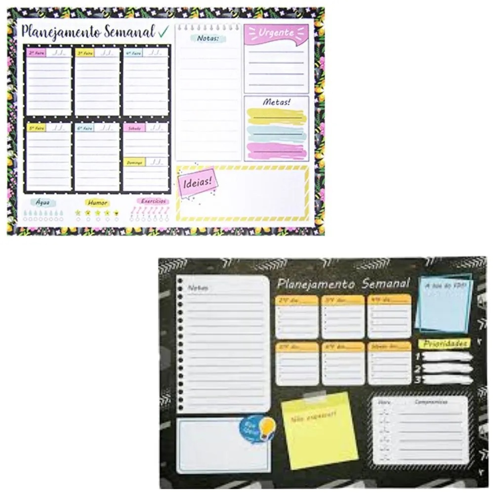 Bloco Planner Planejamento Semanal Fofo com 55 Folhas - Win Paper/ WX ...