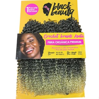 Cabelo Orgânico Cacheado Crochet Brainds Agata (MT1B/27) - 300G - 60cm -  Black Beauty - Clube dos Cabelos