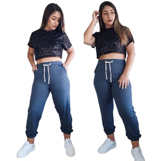 Calça Jogger Feminina Cintura Alta Viscolycra - Físico Fitness