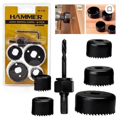 Kit Jogo Serra Copo com 6 peças Serra Madeira Pvc Gesso Corte Circular