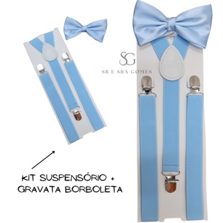 Kit Suspensório Azul Serenity Adulto Para Padrinhos E Eventos Unissex.