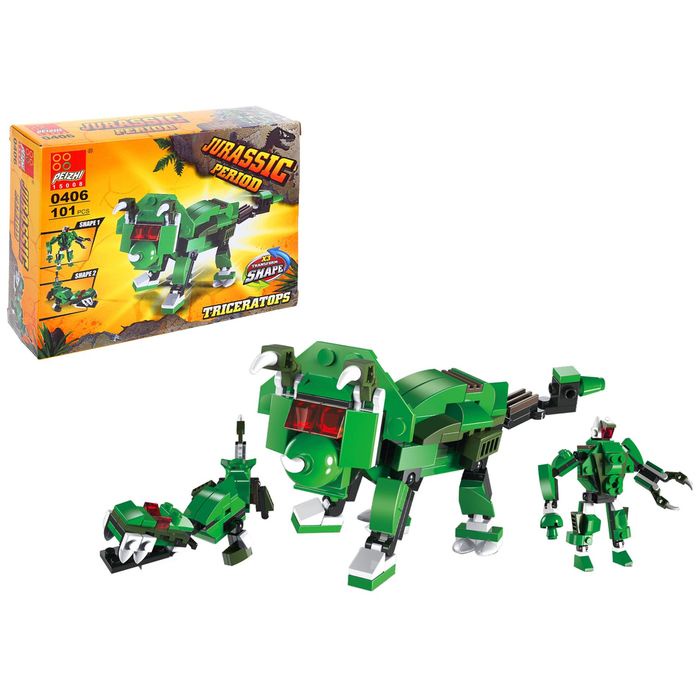 Brinquedo Blocos De Montar Dinossauro 3 em 1 Colecionável Mundo Jurássico