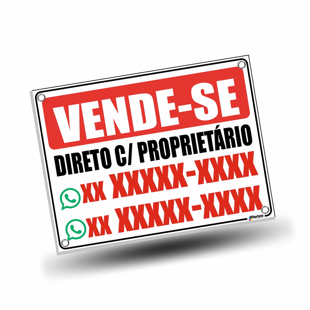 Placa Vende-se Aluga-se Direto c/ Proprietário 40x30cm