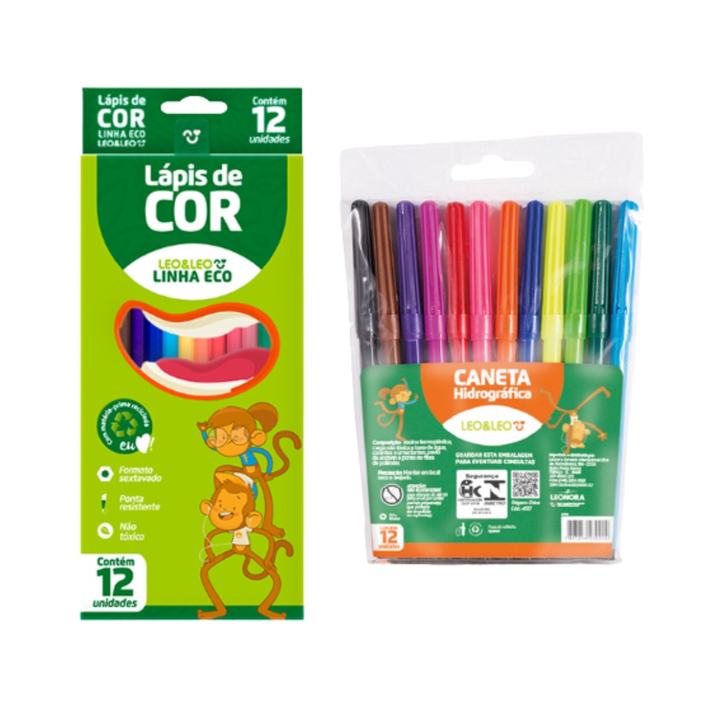 Kit Material Escolar com uma Caixa De Lápis De Cor 12 lapis para ...