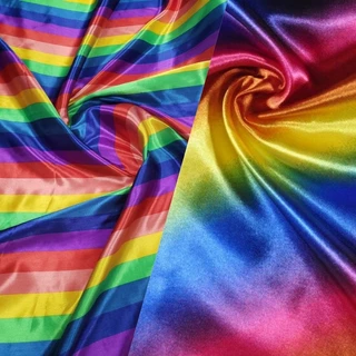 Tecido Cetim Arco Íris LGBTQIA+ - Tamanho 1,50m x 50cm