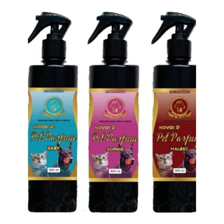 Combo com 3 perfumes p cães e gatos com alta fixação de 500 ml spray da Thowpet.