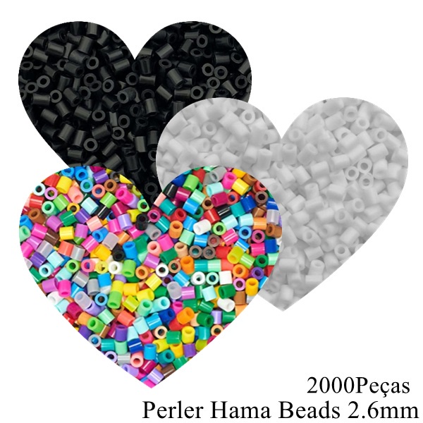 Perler Hama Beads 2.6mm Pixel Arte 2.000 Pçs Mix color, Branco ou Preto