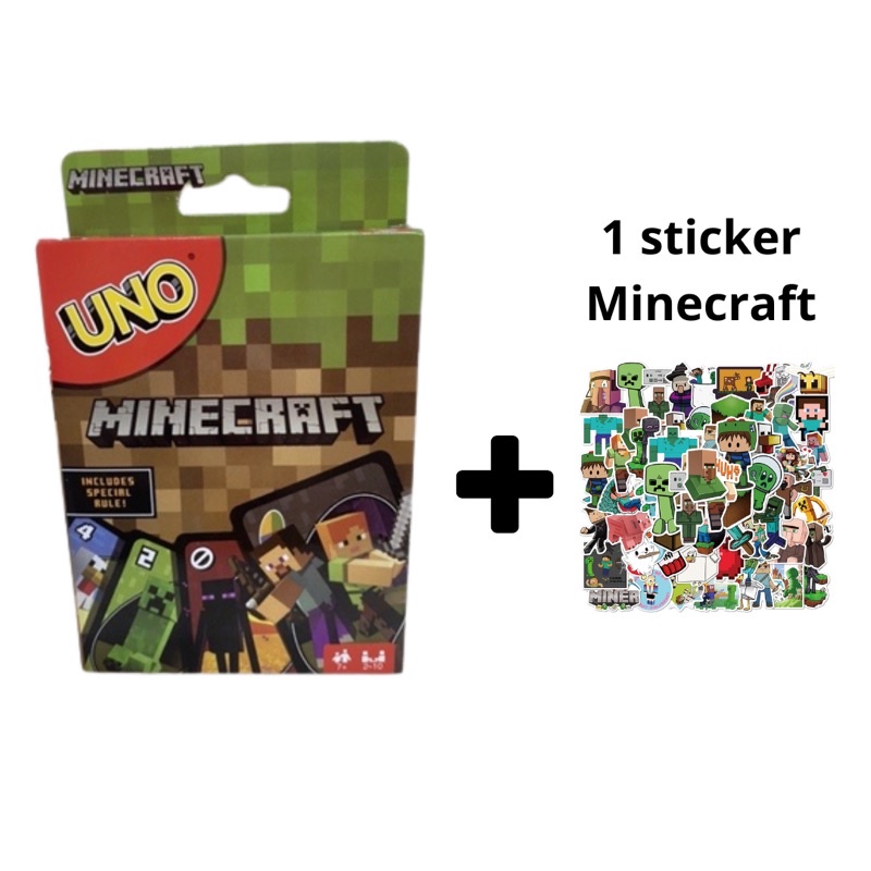 Jogo de cartas Uno Minecreft + Sticker Minecreft | Shopee Brasil