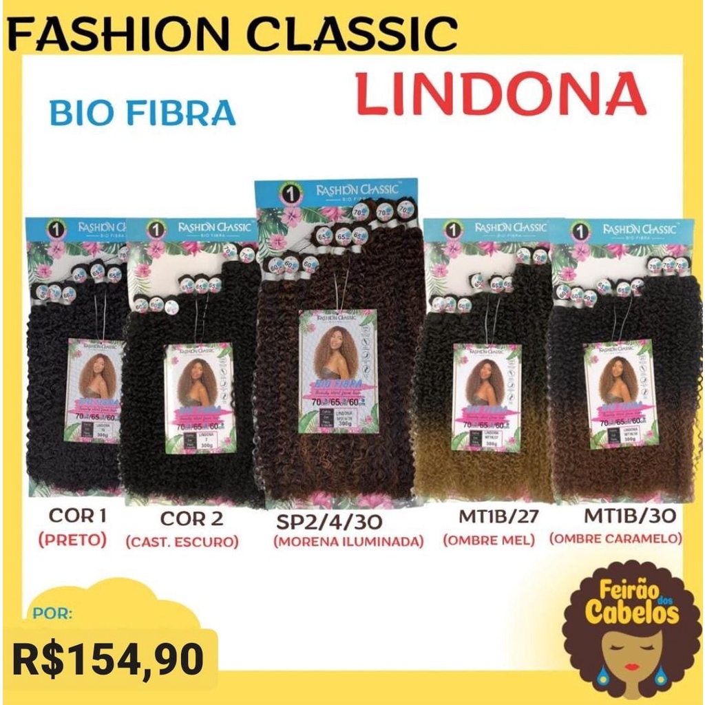Cabelo Cacheado Bio Fibra Lindona Fashion Classic 70cm COR SP18/613 - Mega  Hair - Magazine Luiza