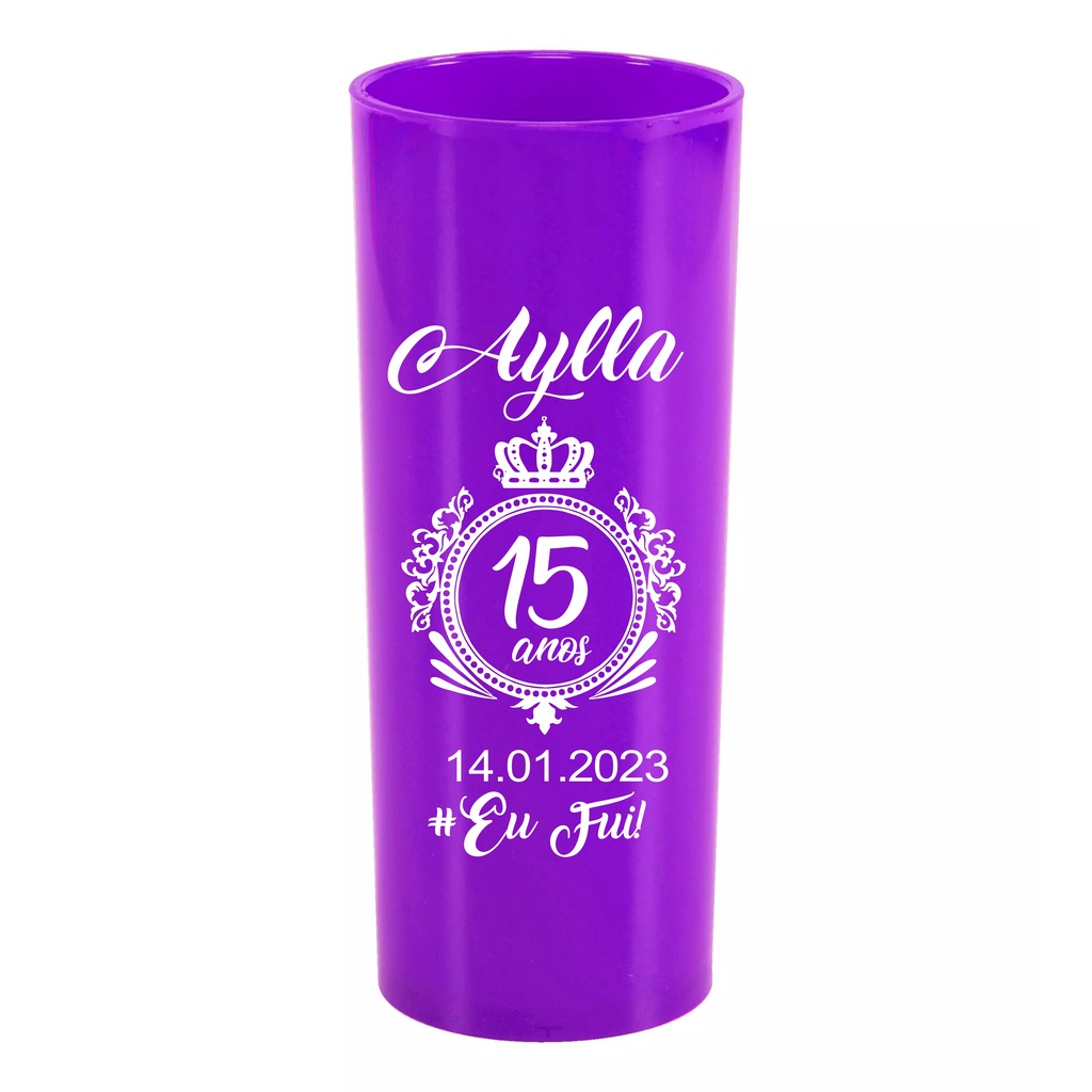 kit 50 Copo long drink Sólido Roxo Personalizados na Cor Branco Para ...