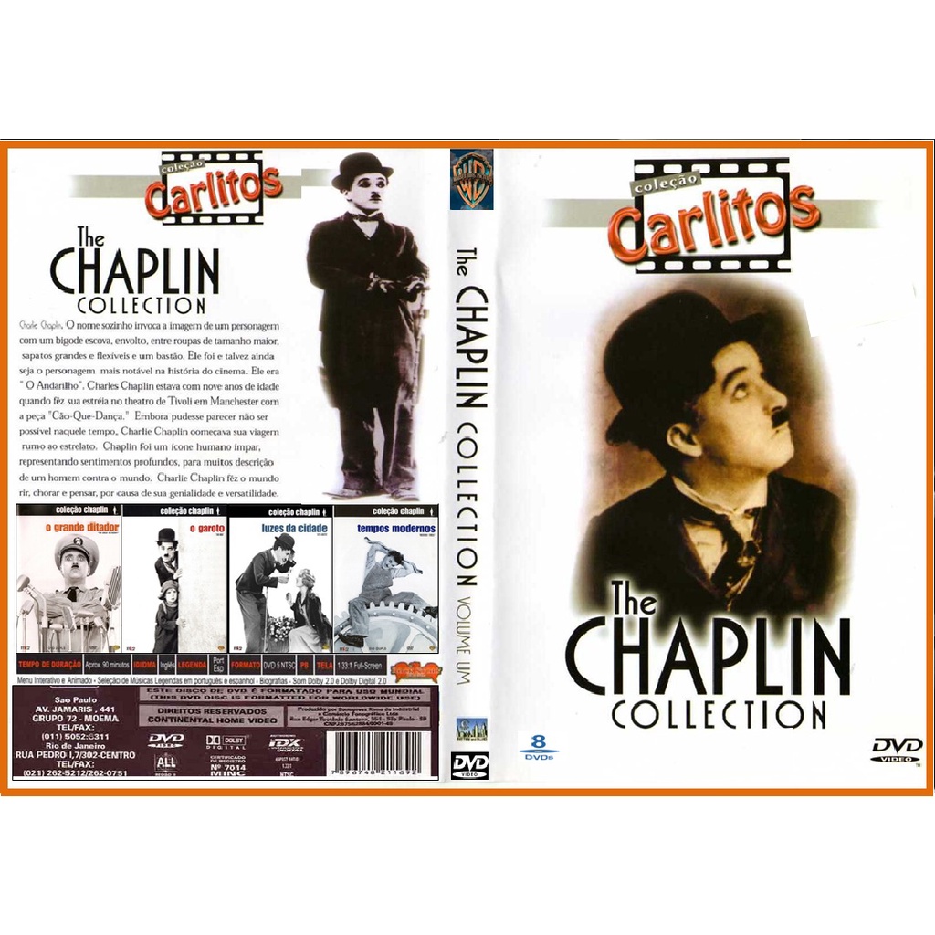 Dvd Box Filmes Coleção Charles Chaplin - Raríssimo (8 Dvds