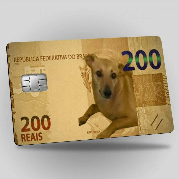 Adesivos Para Cartão Nota de 200 reais Cachorro