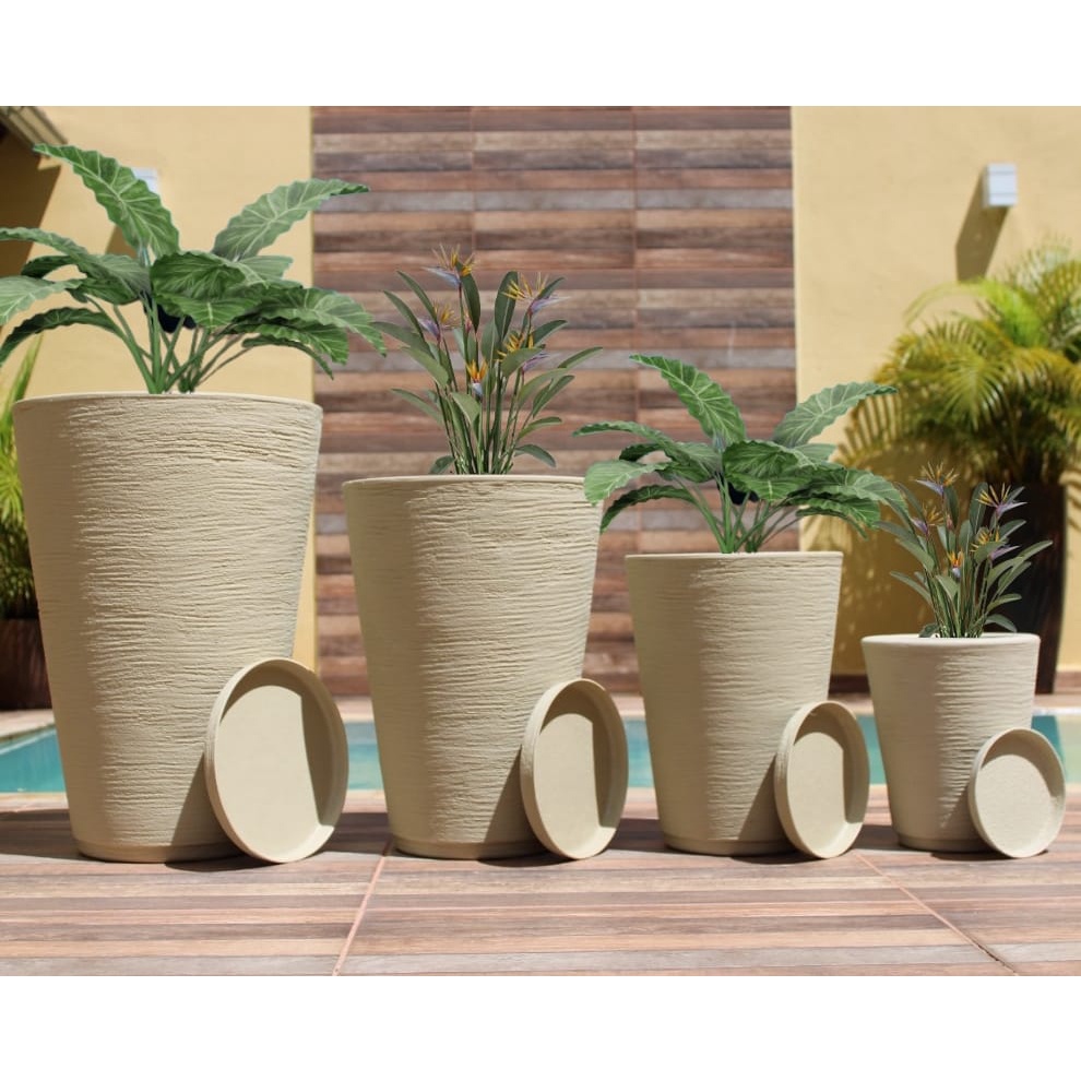 Kit Vasos Decorativos Para Plantas De Polietileno Cone Gg G M P Com