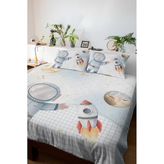 Lençol Solteiro Casal ou Queen 2 e 3 Pç Astronauta Roupa de Cama Menino Menina